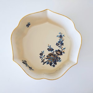 Vintage Lenox Pagoda Serving Bowl 9&quot;, Blue and Gold Flowers, Scalloped With Gold Trim, Vintage Home, Vintage Kitchen, Vintage Serving Dish
