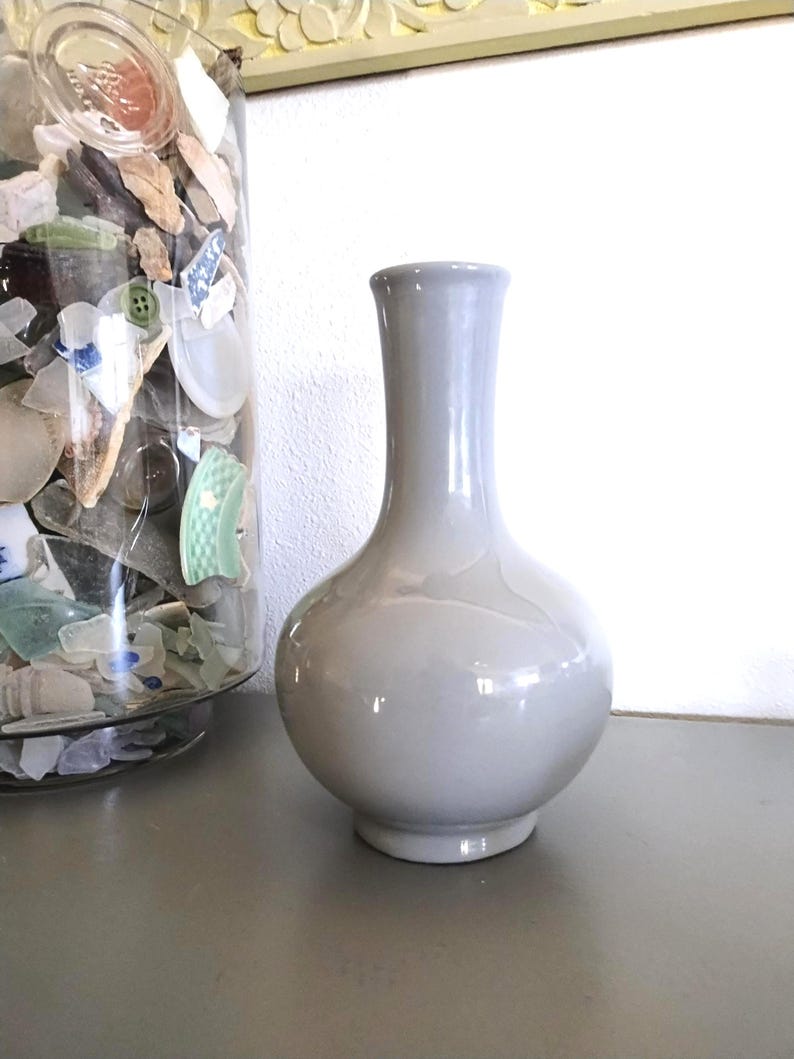 Vintage Ceramic Blue Gray Stoneware Vase image 1