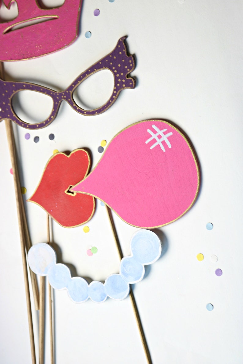 Fun Photo Props Photo Booth Props Wedding Props Birthday Props Lips Props Hat Props Party Decorations Photo Booth Supplies Set of 9