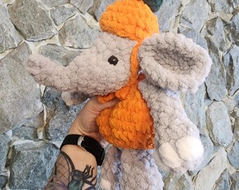 Crocheted Halloween Elephant | Pumpkin Elephant | Elephant Plush | READY TO SHIP