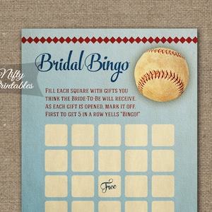 Juego de ducha de bingo nupcial de béisbol - Juegos de ducha de béisbol - Tarjetas de bingo nupcial de béisbol - Juegos nupciales de ducha de boda imprimibles BSB