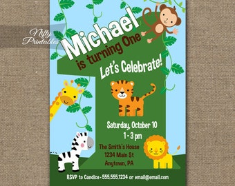 jungle birthday party invite etsy