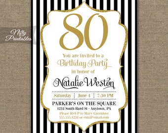 80th birthday invitations etsy