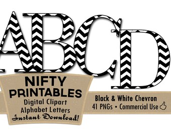 black white chevron clip art alphabet letters black white etsy