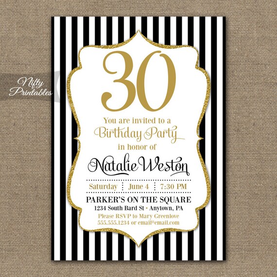 30th birthday invitations black