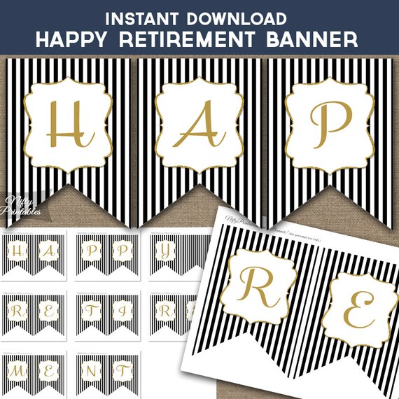 retirement banner printable happy retirement banner black etsy printable retirement banner