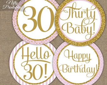 30 Stück Cupcake-Topper "Happy 30th Birthday" – Glitzernd – Für Geburtstagsparty & Kuchen-Deko