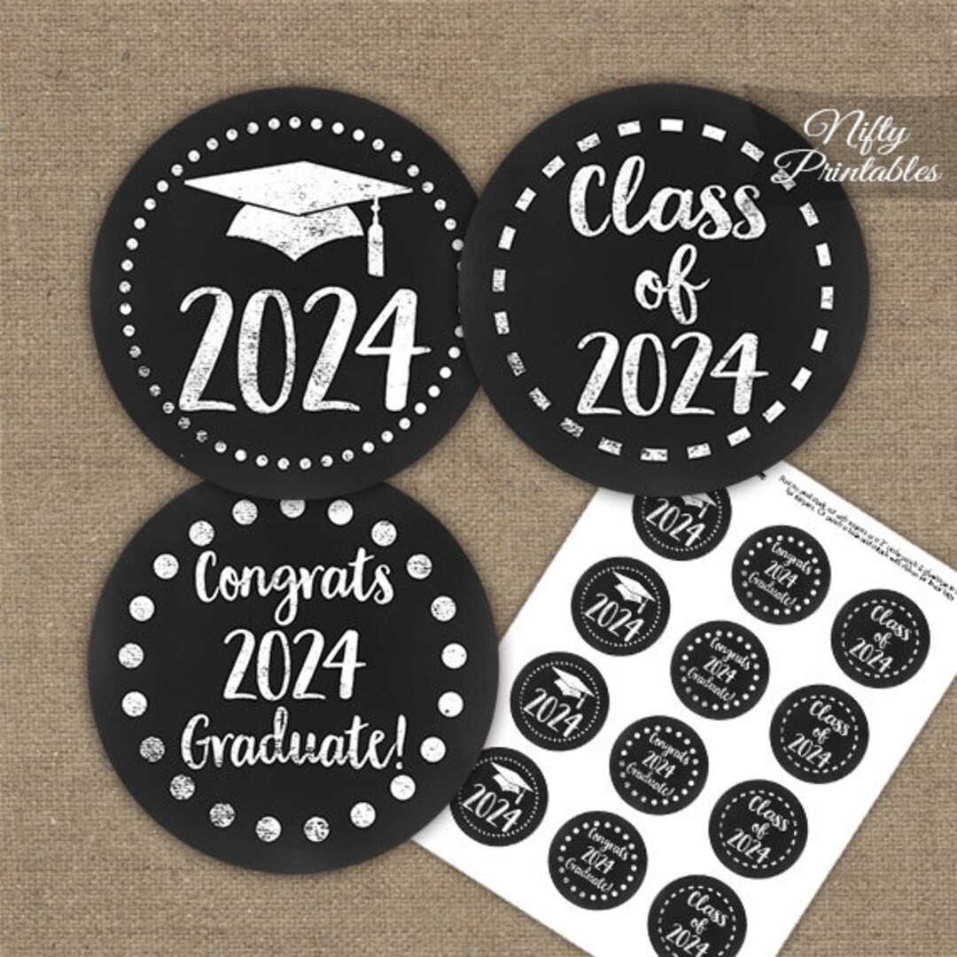 Graduation Cupcake Toppers Printable 2024 Graduation Decorations Black