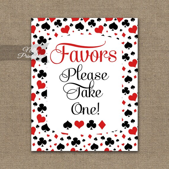 Favors Sign Casino Favor Sign Poker Party Signs Etsy