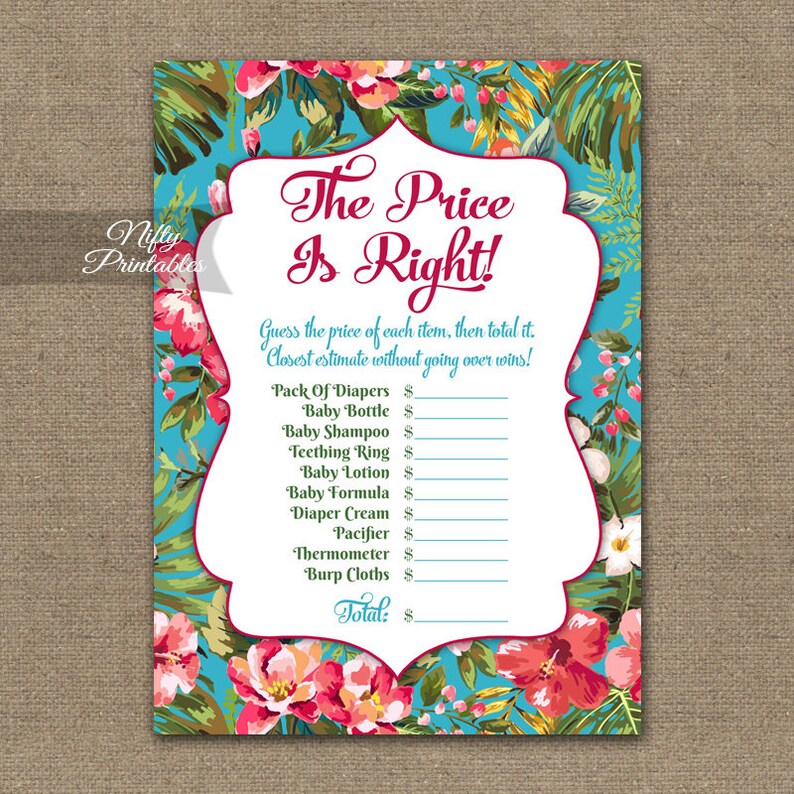 Price Is Right Baby Shower Game Hawaiian Baby Shower Game Etsy