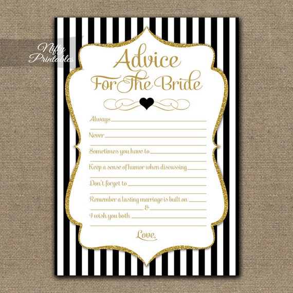 Bridal Shower Advice Cards Black Gold Image 0