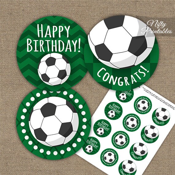 Soccer Cupcake Toppers Printable Soccer Birthday Party | Etsy