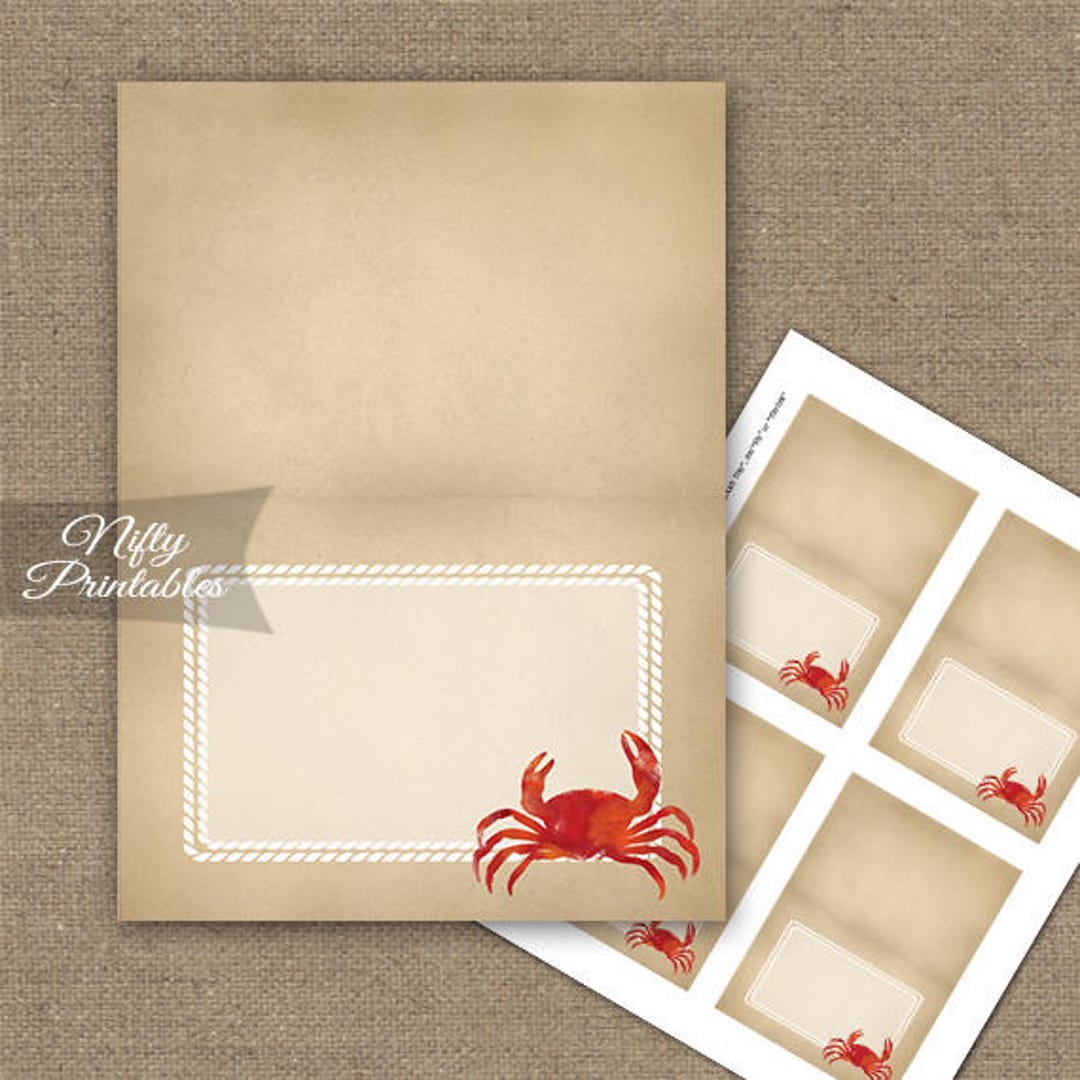 Crab Food Tents Crab Place Cards Printable Seafood Crab - Etsy