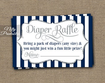 Navy Blue Diaper Raffle Cards - Baby Boy Shower Game - Printable Navy Blue Raffle Tickets - Boy Baby Diaper Shower Insert INSTANT DIY - NSG