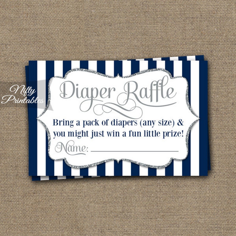 Navy Blue Diaper Raffle Cards Baby Boy Shower Game Etsy
