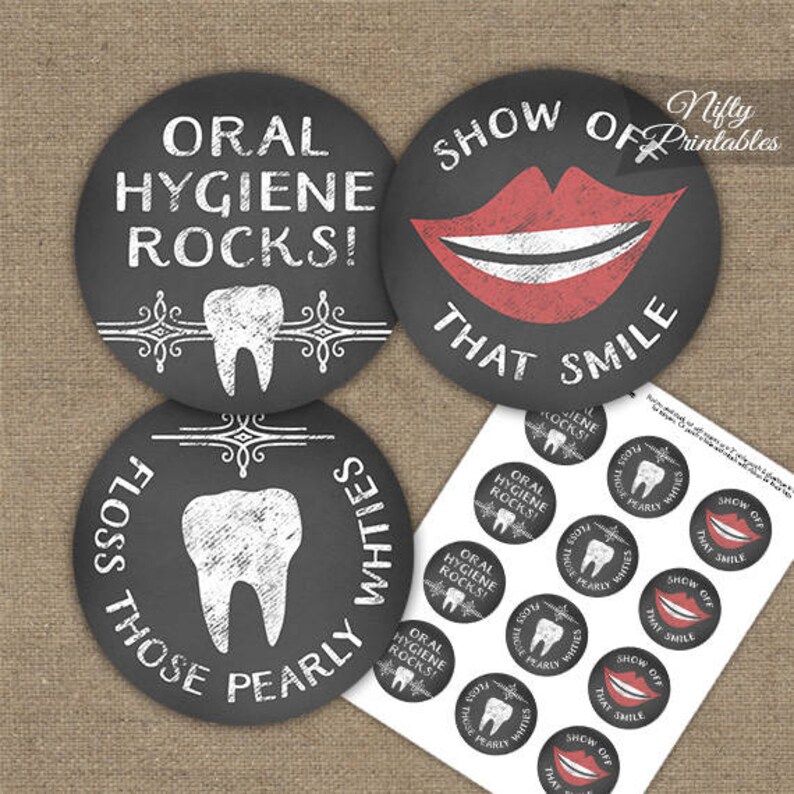 Dental Teeth Cupcake Toppers Printable Tooth Party Etsy