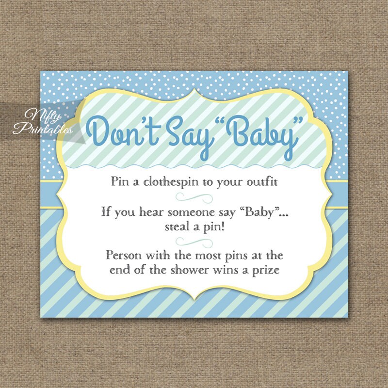 Don T Say Baby Game Yellow Mint Blue Baby Shower Games Etsy