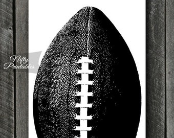 Football Print - INSTANT DOWNLOAD Football Art - Football Poster - Football Gifts - Black White Football Wall Art Decor - Sports Print SART