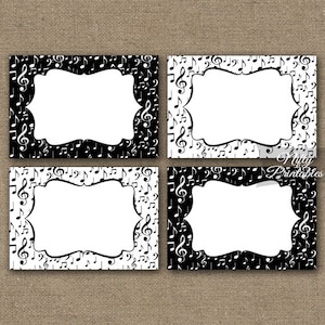 Muziek Labels - zwart -wit lege voedsel Label partij Printables - Musical merkt Nametags - Instant Download gunst Tags - muziek Gift Tags MSC