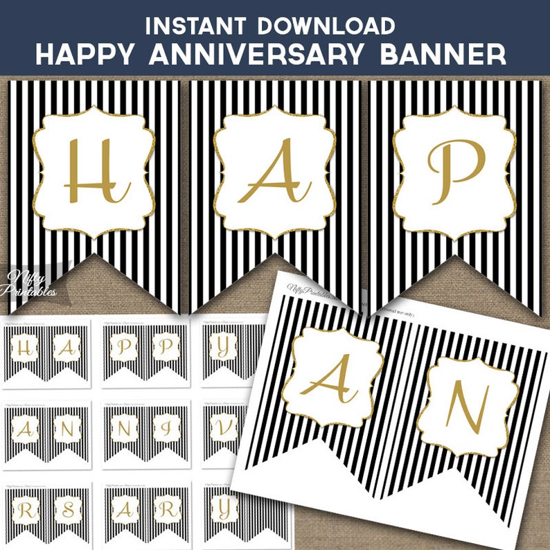 Anniversary Banner Printable Happy Anniversary Banner | Etsy