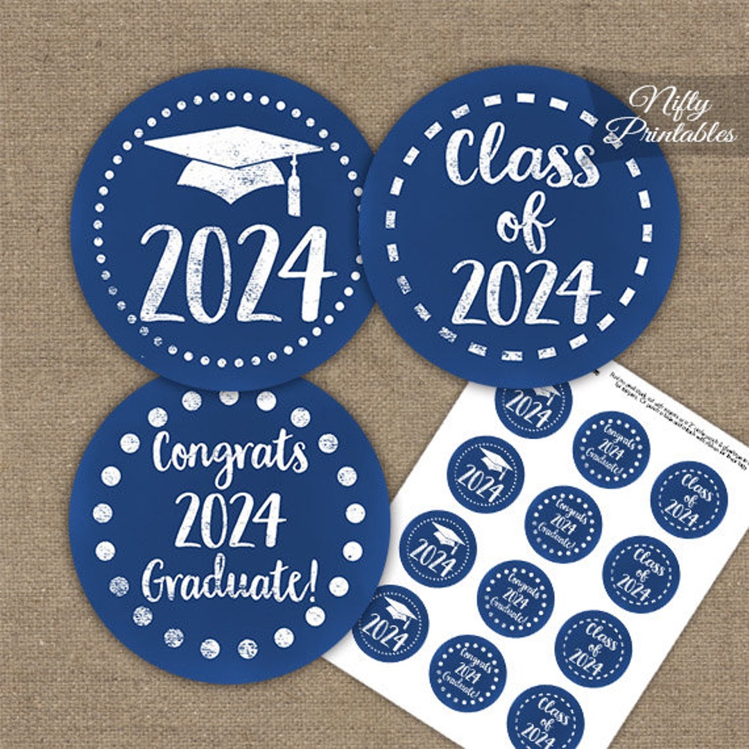 Graduation Cupcake Toppers Printable 2024 Graduation Decorations Blue