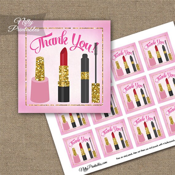 Makeup Thank You Favor Tags Cosmetics Thank You for Coming Etsy