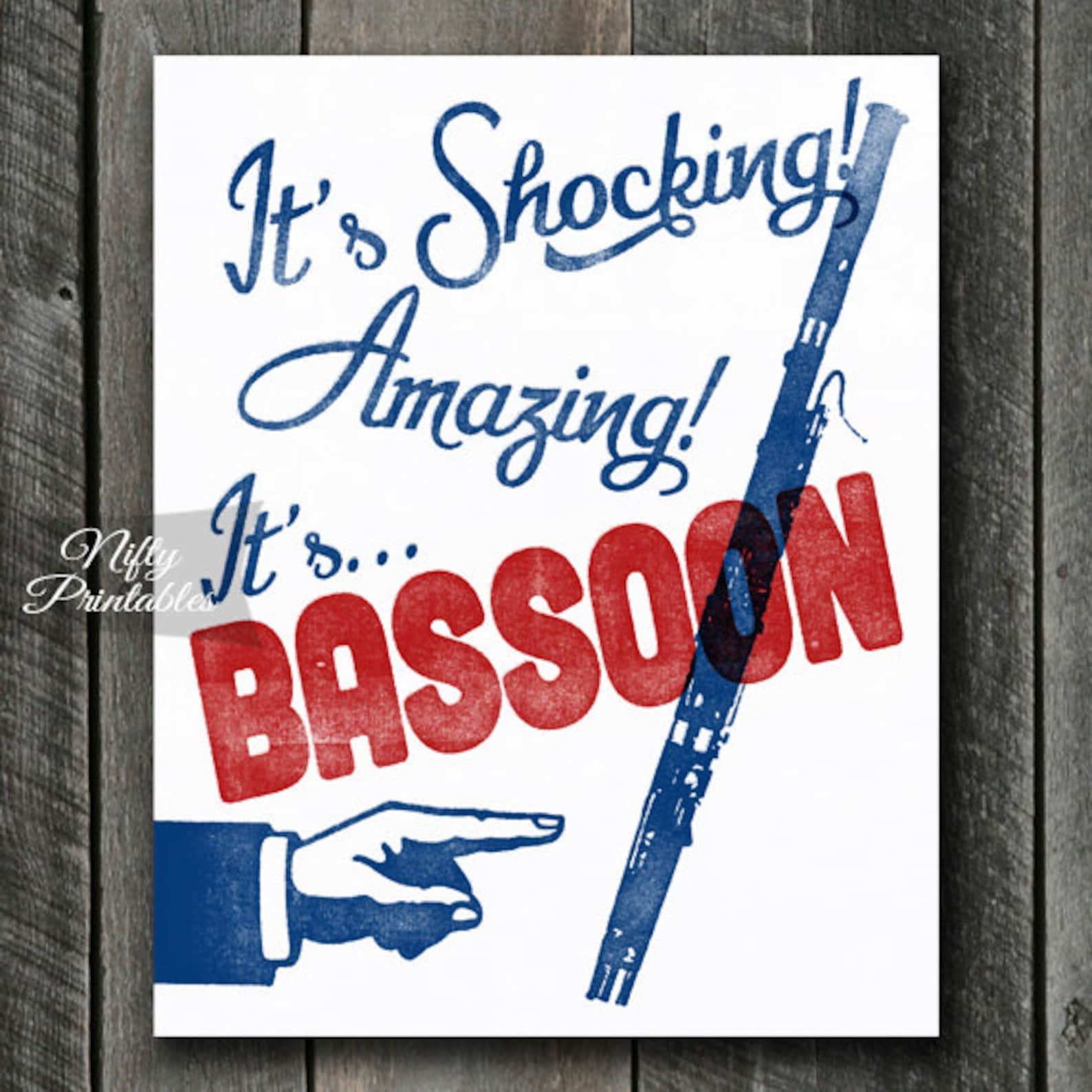 Bassoon Print Bassoon Art Funny Bassoon Poster INSTANT Etsy