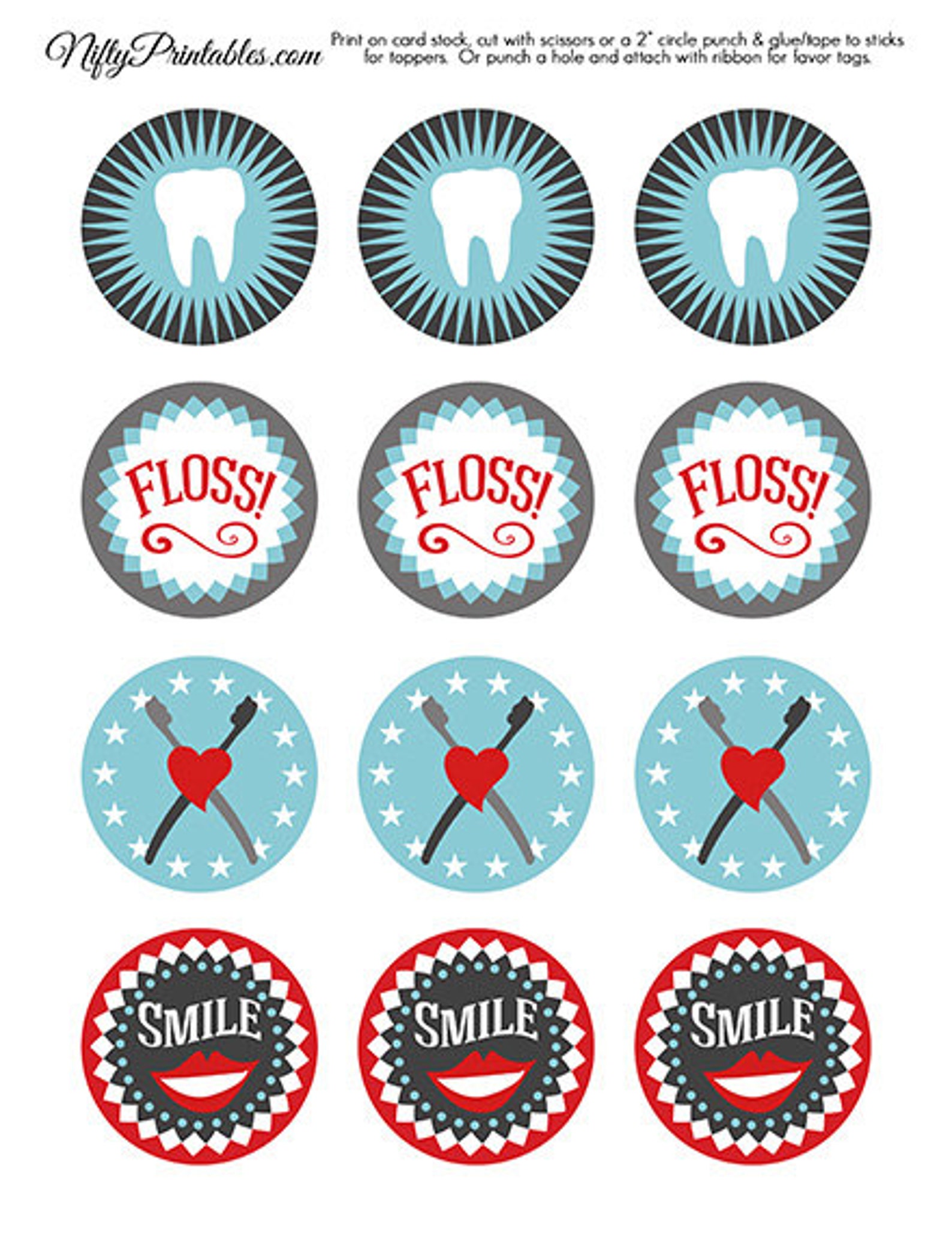 Dental Cupcake Toppers Printable Dental Hygienist Cupcake Etsy