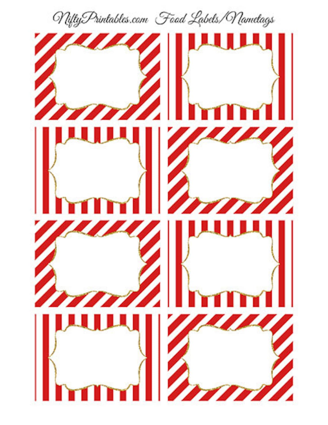 Red Labels Red Gift Tags Printable Red Gold Name Tags | Etsy