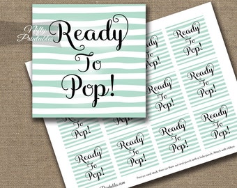 Ready to Pop Shower Favor Tags Printable Mint &amp; White Baby - Etsy