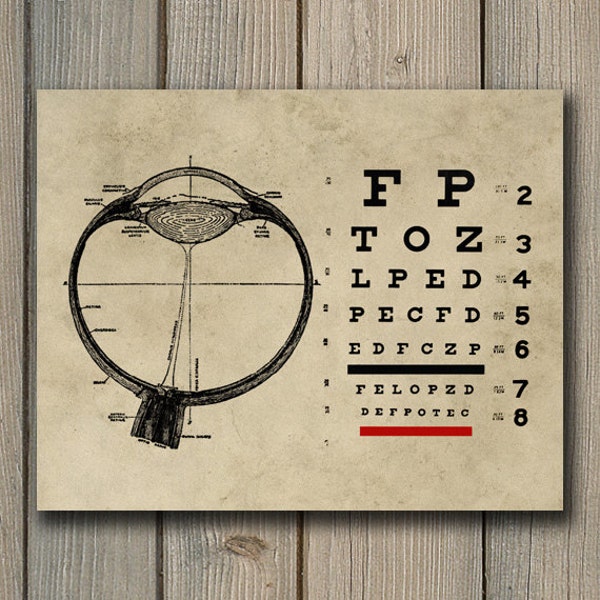 Vintage Ophthalmologist Eye Chart Print - Optometry Art - Eye Doctor INSTANT DOWNLOAD Wall Art - Optometrist Printable Poster