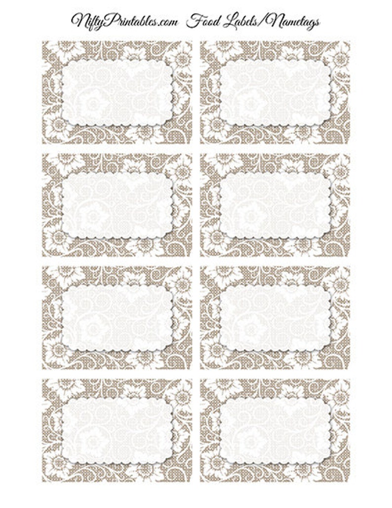 Lace Labels White Lace Gift Tags Printable Rustic Labels - Etsy