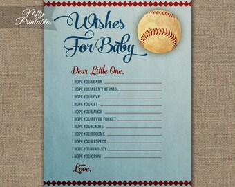 Wishes For Baby Game - Baseball Baby Shower - Printable Baby Wishes Card - Sports Baby Shower Games - Baseball Shower Games BSB