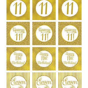 11th Birthday Cupcake Toppers Gold 11th Birthday Toppers | Etsy