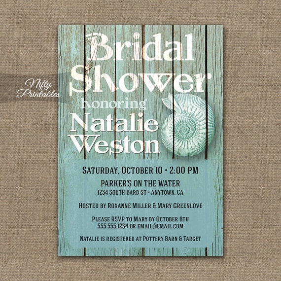 Items similar to Beach Bridal Shower Invitations - Printable Nautical ...