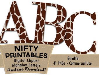 giraffe alphabet letters set brown cream animal print etsy