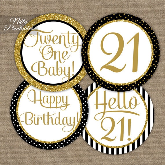 21st Birthday Cupcake Toppers 21st Birthday Party Etsy