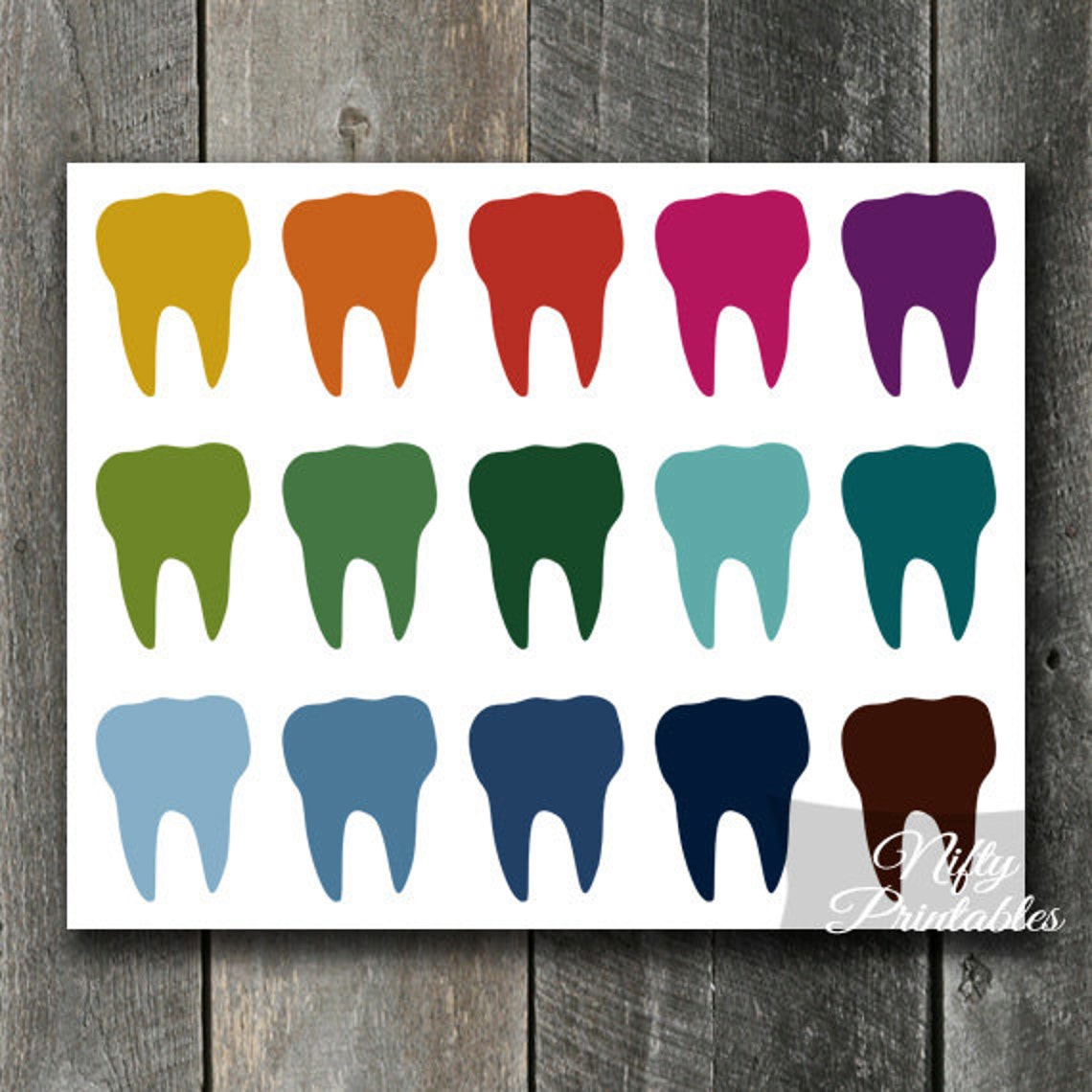 Colorful Teeth PRINTABLE Poster Dentist & Dental Hygienist Etsy