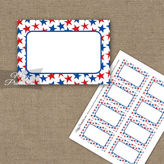Red White Blue Labels Stars Food Labels Party Decor - Etsy