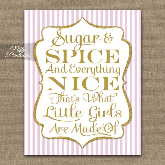 Sugar And Spice Print Pink Gold Glitter Baby Shower Etsy