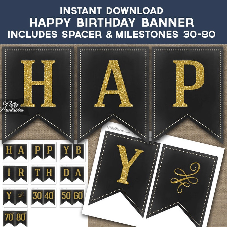 Chalkboard Birthday Banner Printable Happy Birthday Banner Etsy Chalkboard Birthday Banner Printable Happy Birthday Banner Etsy