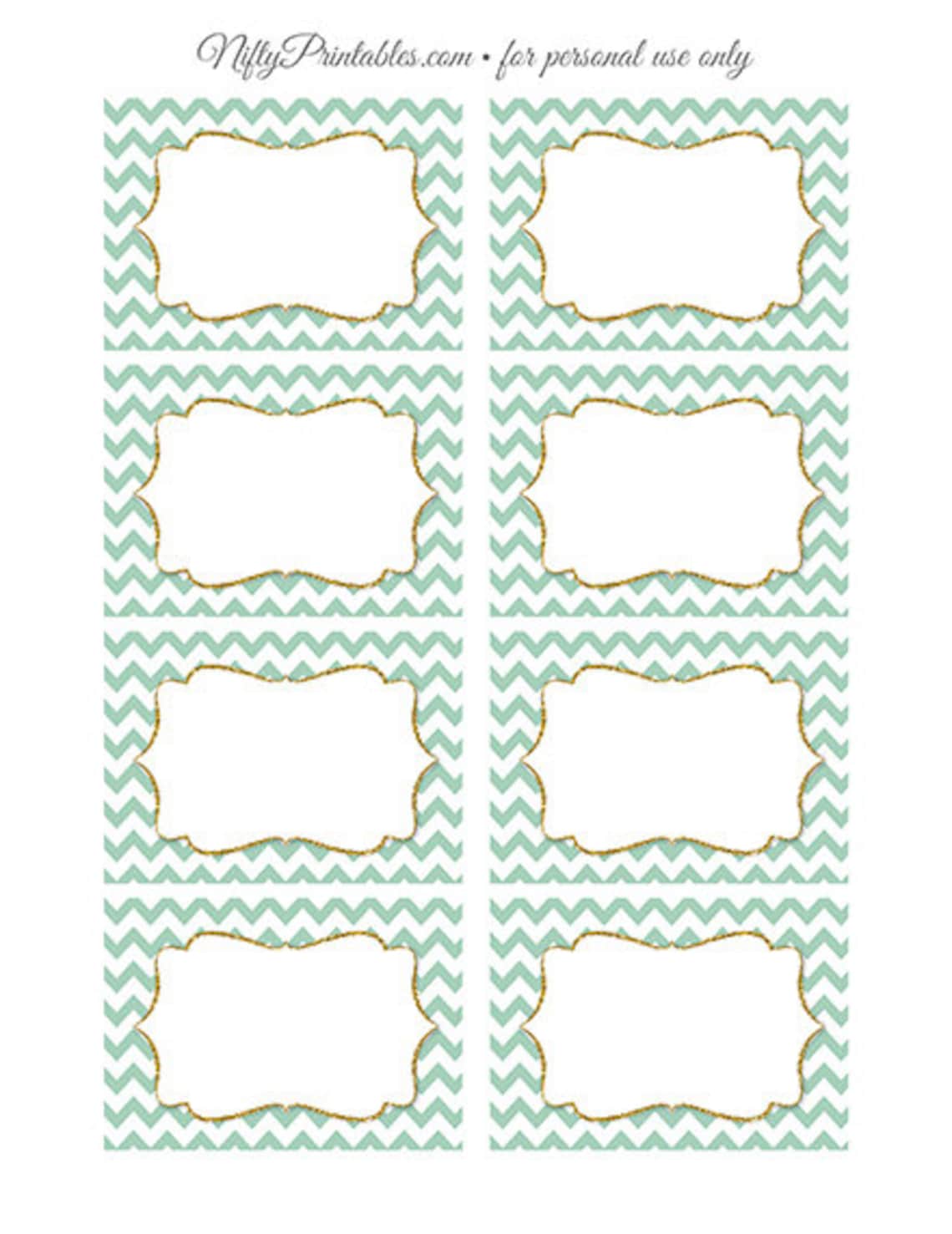 mint-labels-mint-gift-tags-mint-gold-chevron-nametags-etsy