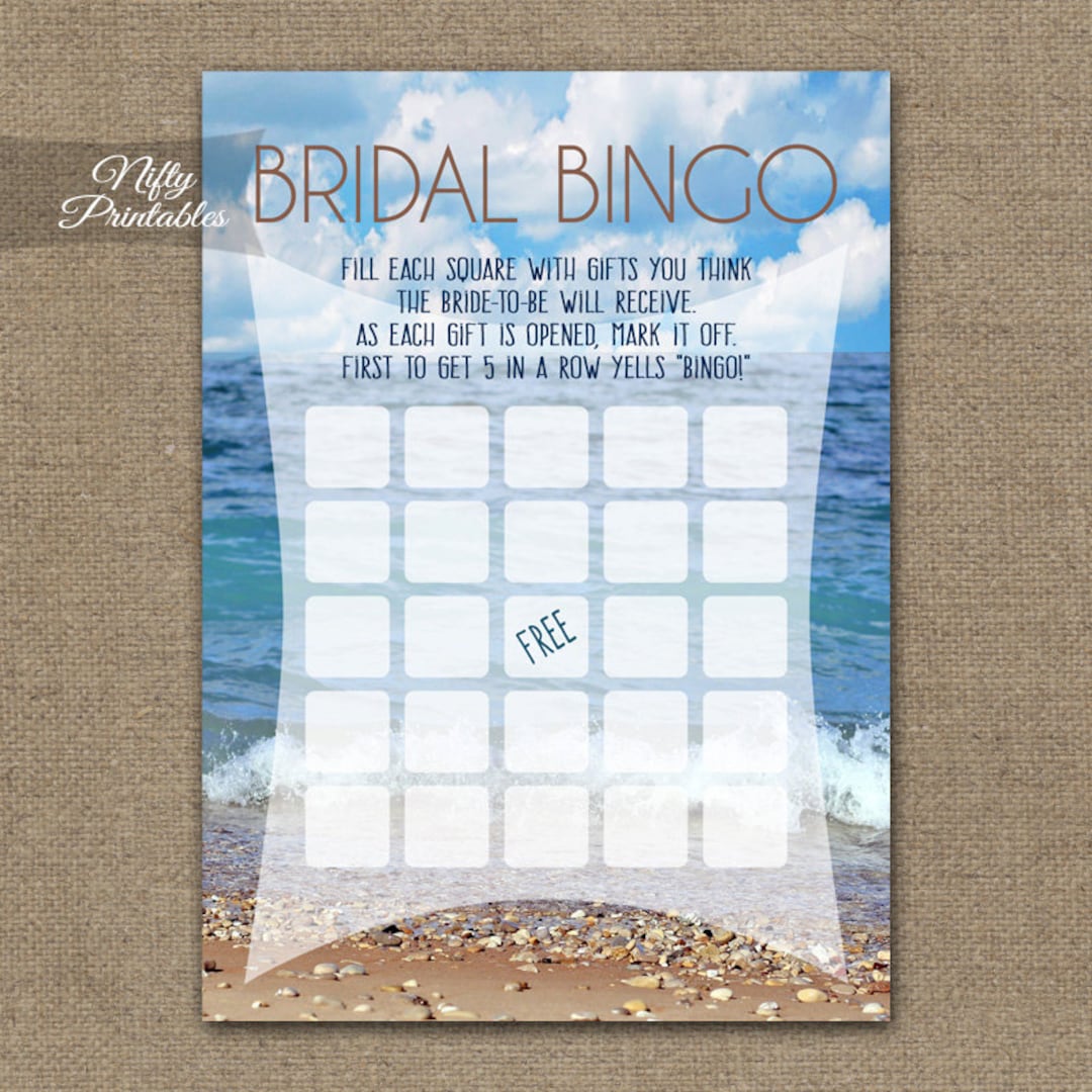 Bridal Bingo Game - Ocean Bridal Shower Games - Printable Shower ...