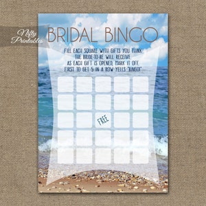 Bridal Bingo Game - Ocean Bridal Shower Games - Printable Shower Activity - Beach Bridal Shower Games - Ocean Theme Bridal Shower Games OCN