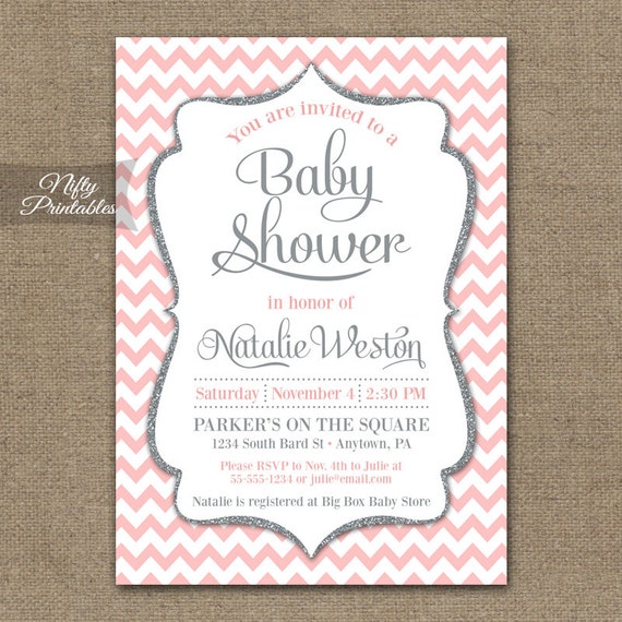 White And Silver Baby Shower Invitations 2