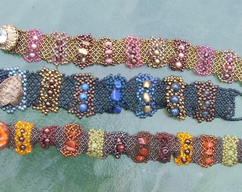Rippled Netting Bracelet Pattern: Beadweaving Jewelry Design (PDF)