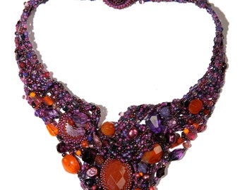 Beadweaving Necklace Pattern: Freeform Jewelry Design (PDF)
