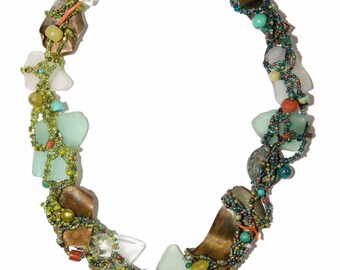 Freeform Beadweaving Pattern: Seaglass Beach Necklace (PDF)