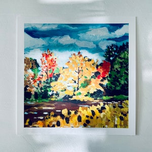 Fagan Branch Landscape Fine Art Print, Kentucky Landscape Artwork, Kentucky Art Prints, Orange and Green Painting, Art of Trees and Nature