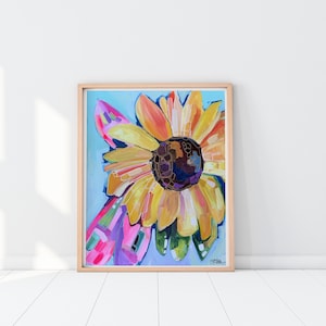 Sunflower gallery wall fine art print, Botanical wall art sunflower, Original sunflower print, Abstract flower giclee, Sunflower wall decor